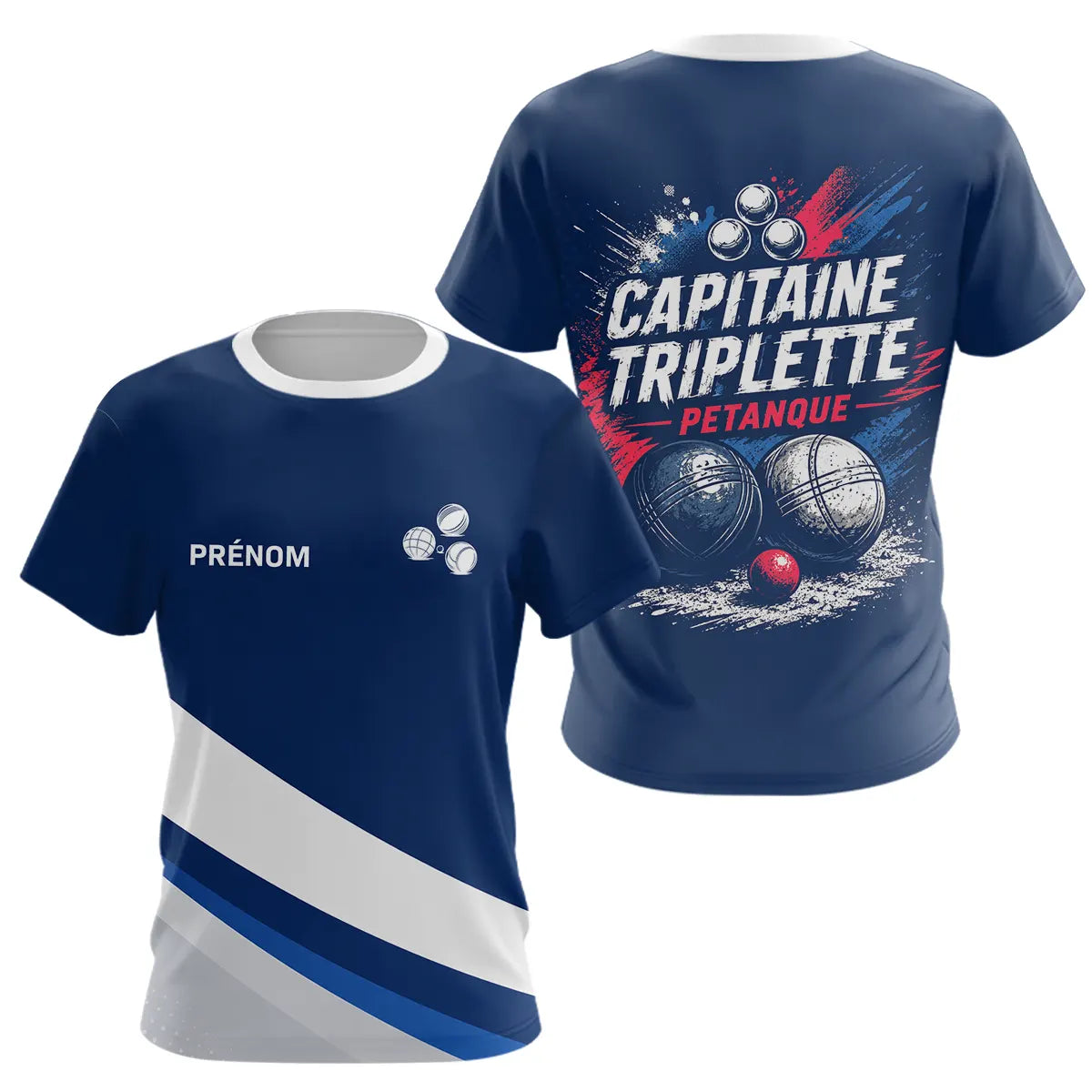 Polo Pétanque Bleu Marine – Design Capitaine Triplette - T-Shirt Femme