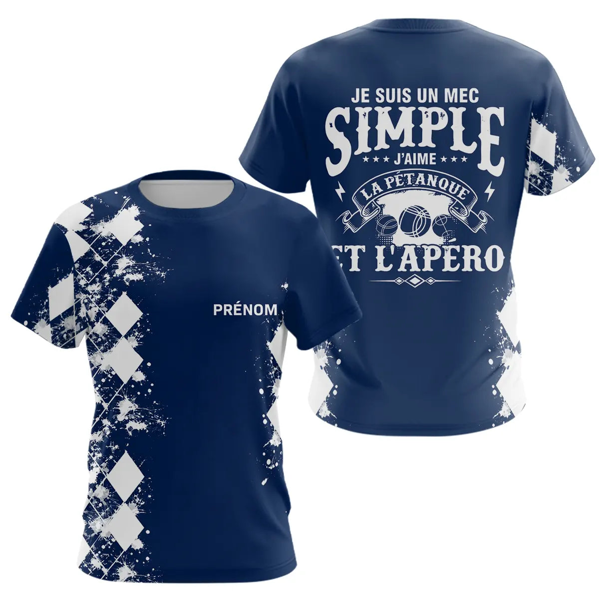 Polo Pétanque Bleu Personnalisé - Cadeau Idéal Boules & Apéro - T-Shirt Femme