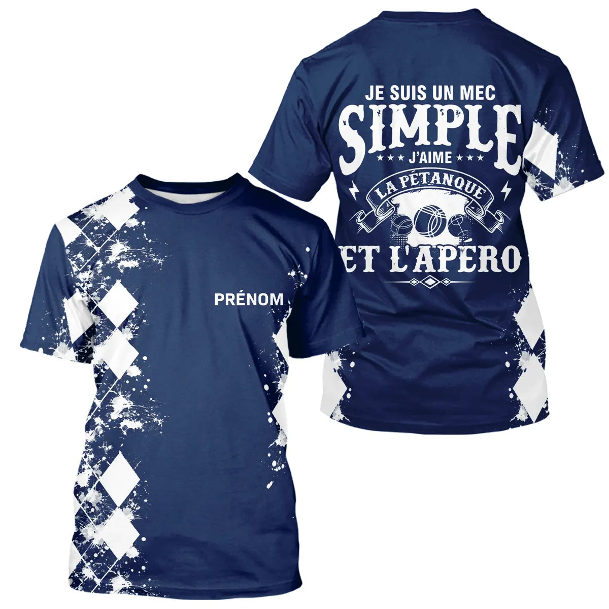 Polo Pétanque Bleu Personnalisé - Cadeau Idéal Boules & Apéro - T-Shirt Homme