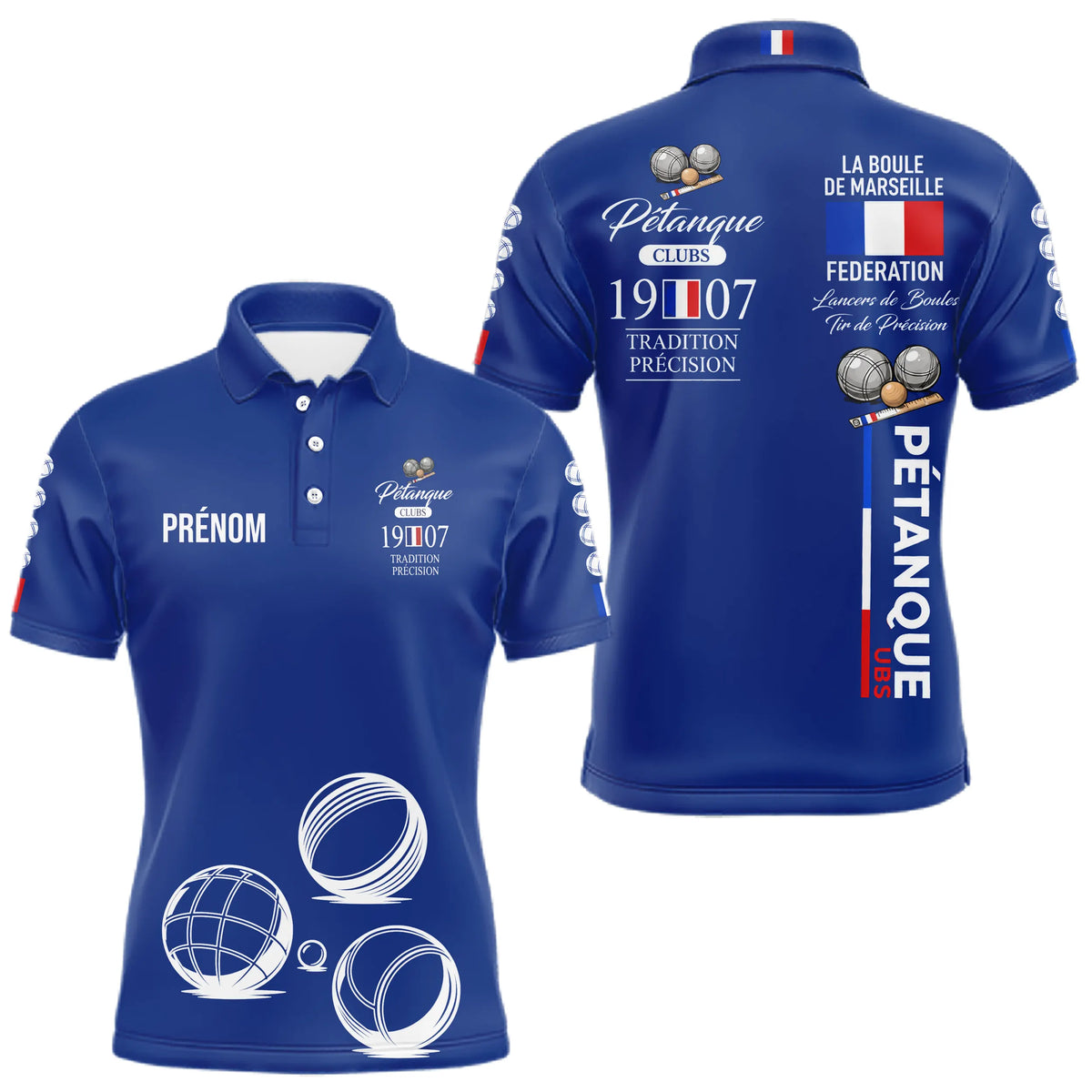 Polo Pétanque Bleu Personnalisé - Tradition & Club - Polo Homme