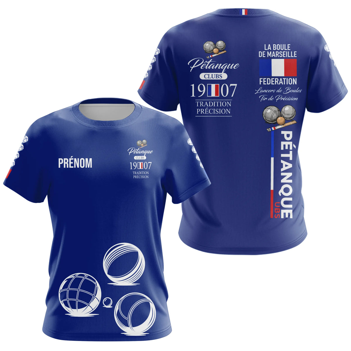 Polo Pétanque Bleu Personnalisé - Tradition & Club - T-Shirt Femme
