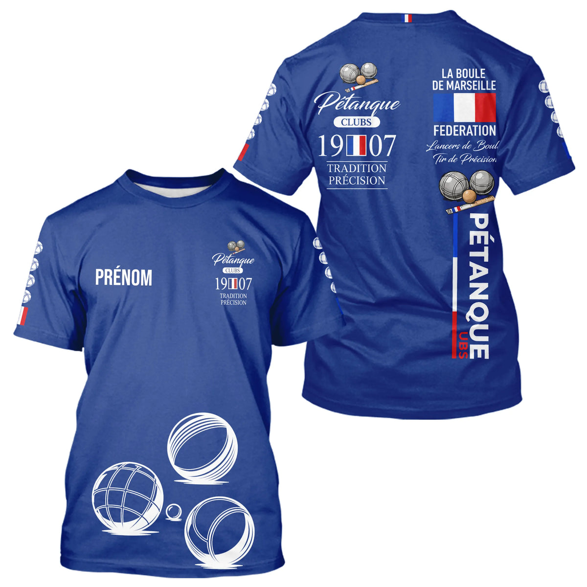 Polo Pétanque Bleu Personnalisé - Tradition & Club - T-Shirt Homme