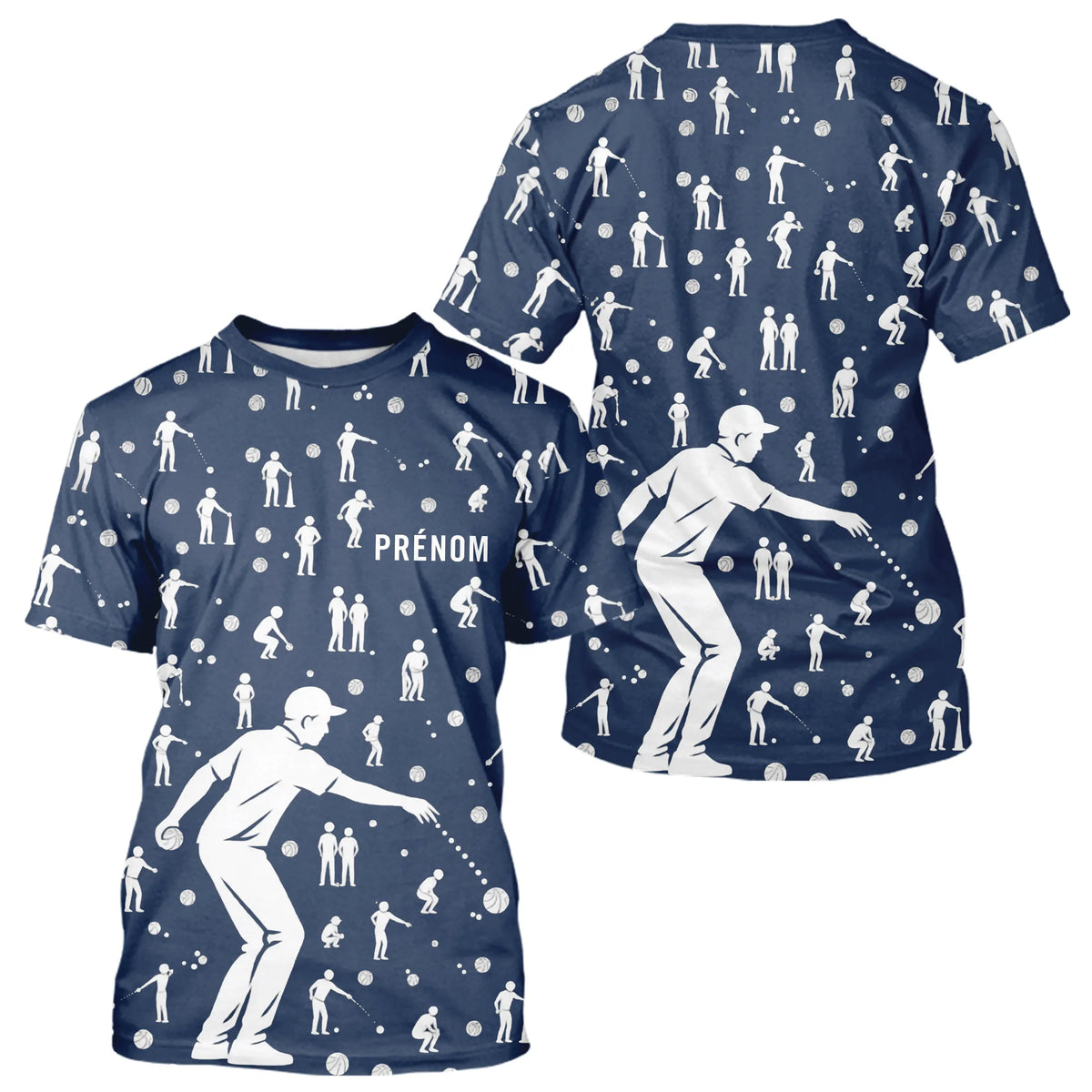 Polo Pétanque Bleu Silhouette Joueurs - Homme Femme - T-Shirt Homme