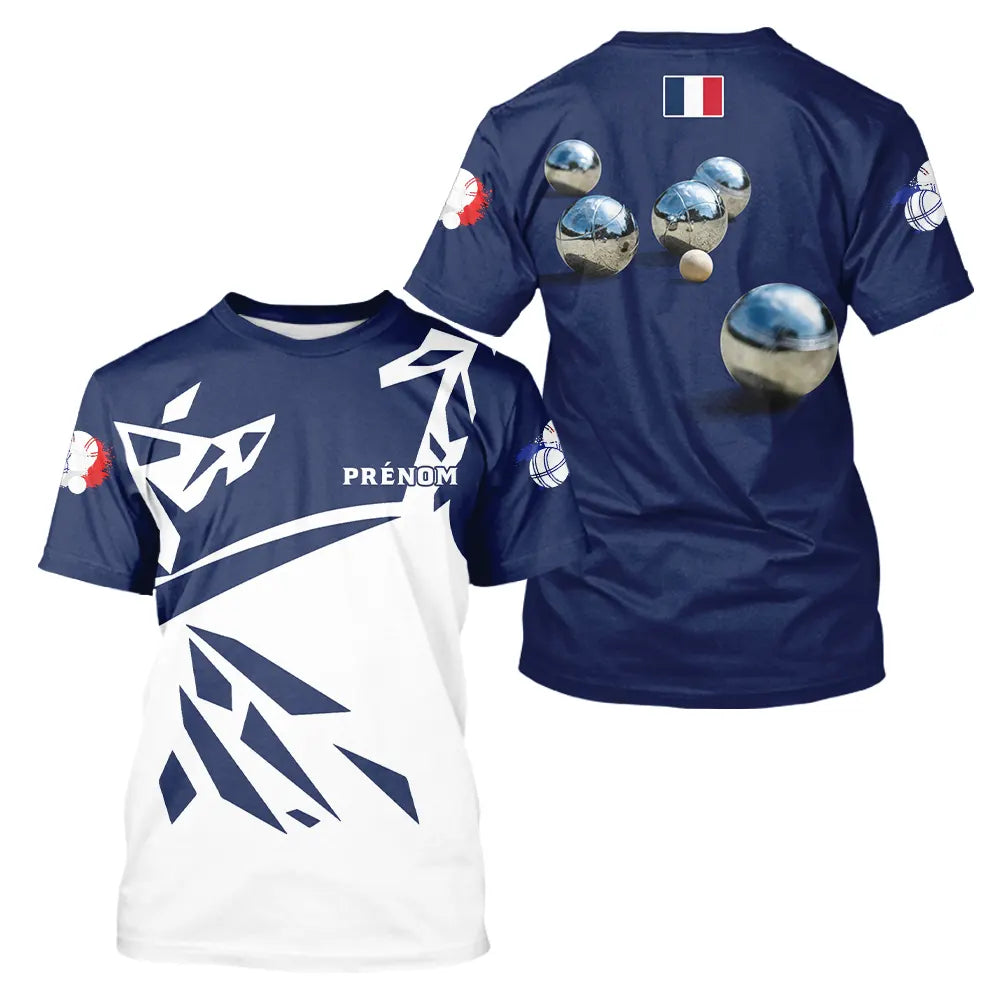 Polo Pétanque Boules Métallisées - Design Français Marine - T-Shirt Homme