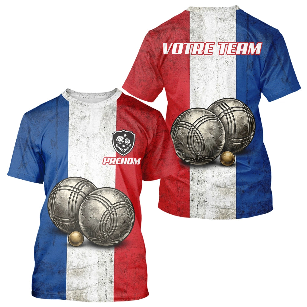 Polo Pétanque Club Drapeau France Vintage - Cochonnet & Boules - T-Shirt Homme