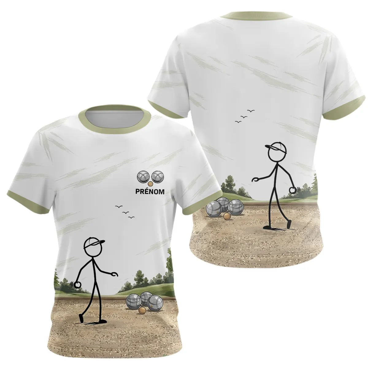 Polo Pétanque Cochonnet Personnalisé Prénom - Cadeau Blanc Beige - T-Shirt Femme