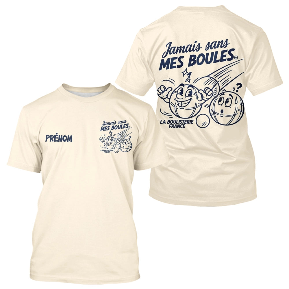 Polo Pétanque Crème Personnalisé - Jamais Sans Mes Boules - T-Shirt Homme