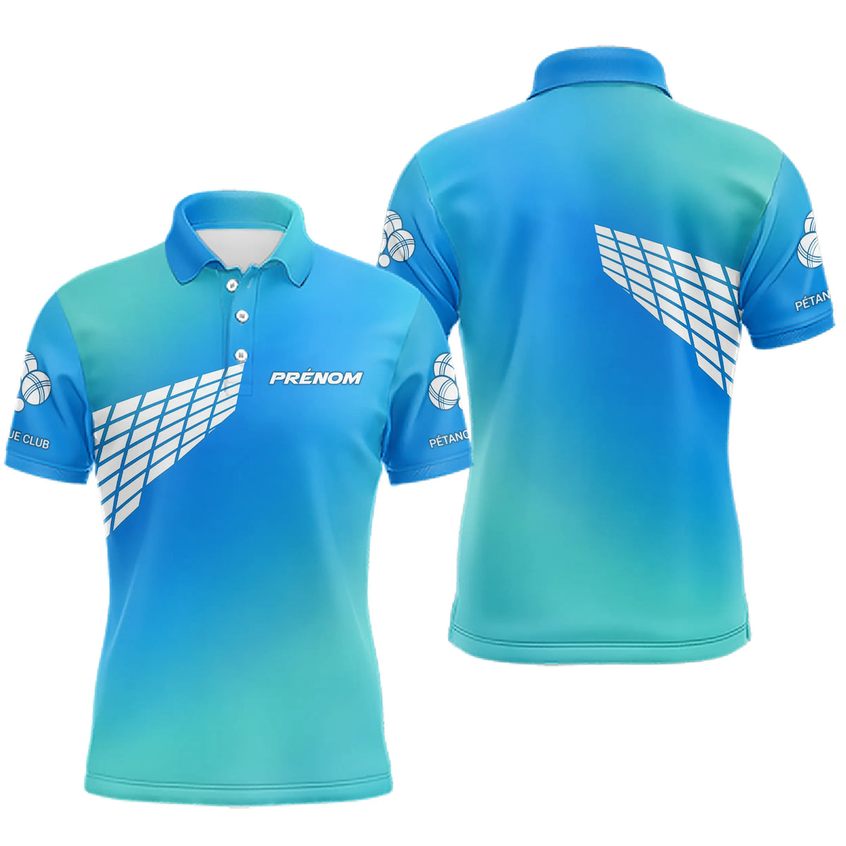 Polo Pétanque Dégradé Bleu - Personnalisable Homme Femme - Polo Homme