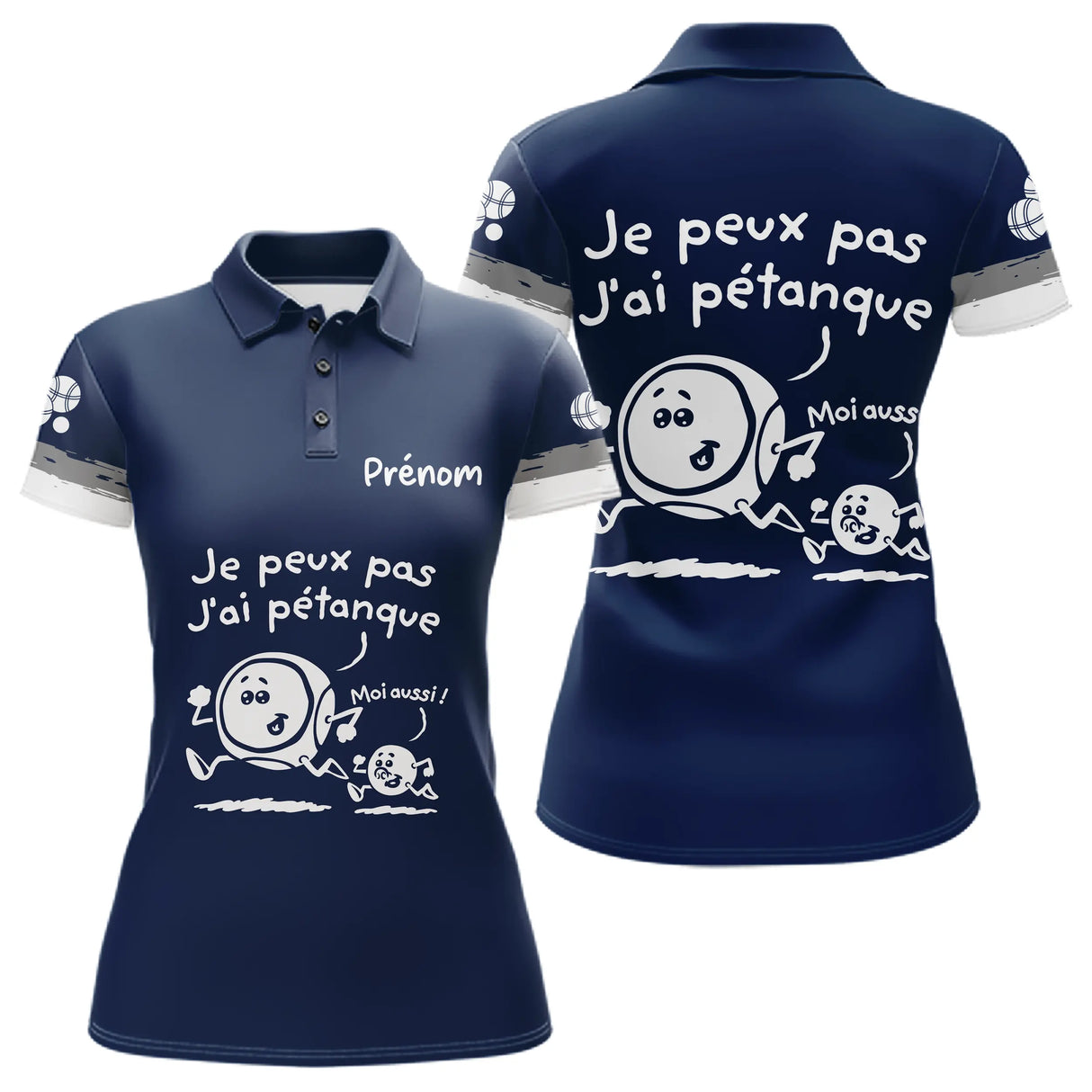 Polo Pétanque Drôle Bleu Marine – J’ai Personnalisé - Polo Femme