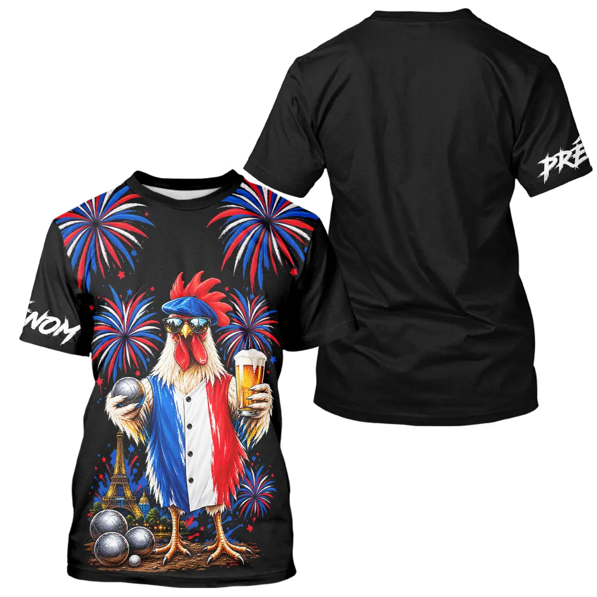 Polo Pétanque Français Noir Personnalisé - Coq & Apéro - T-Shirt Homme