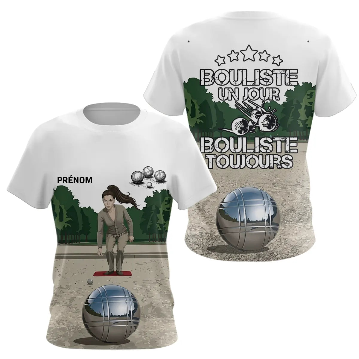 Polo Pétanque Homme Femme - Blanc Personnalisé Bouliste - T-Shirt Femme