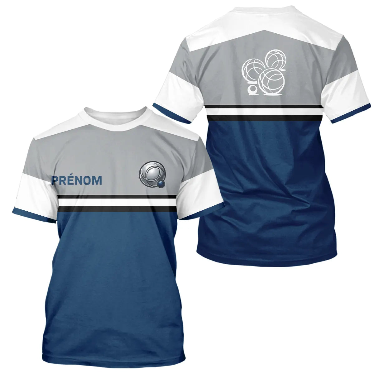 Polo Pétanque Homme Femme - Bleu Gris Personnalisé - T-Shirt Homme