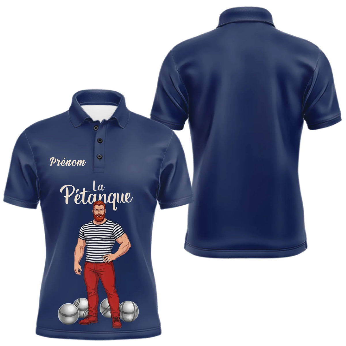 Polo Pétanque Homme Femme - Personnalisé Boulodrome Bleu Marine - Polo Homme