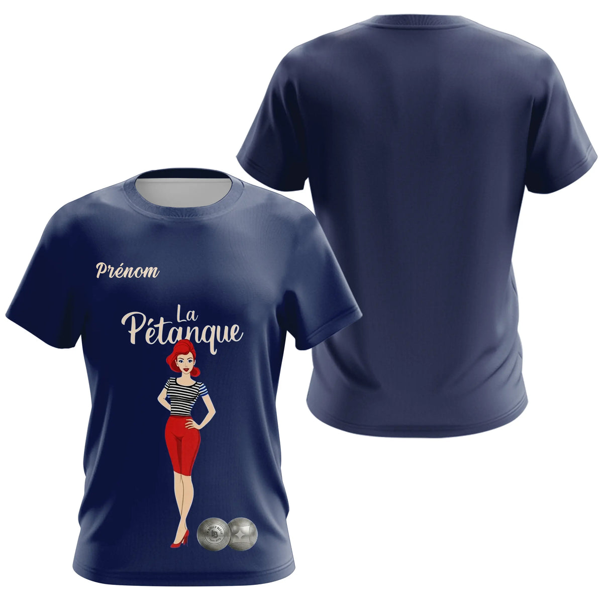 Polo Pétanque Homme Femme - Personnalisé Boulodrome Bleu Marine - T-Shirt Femme