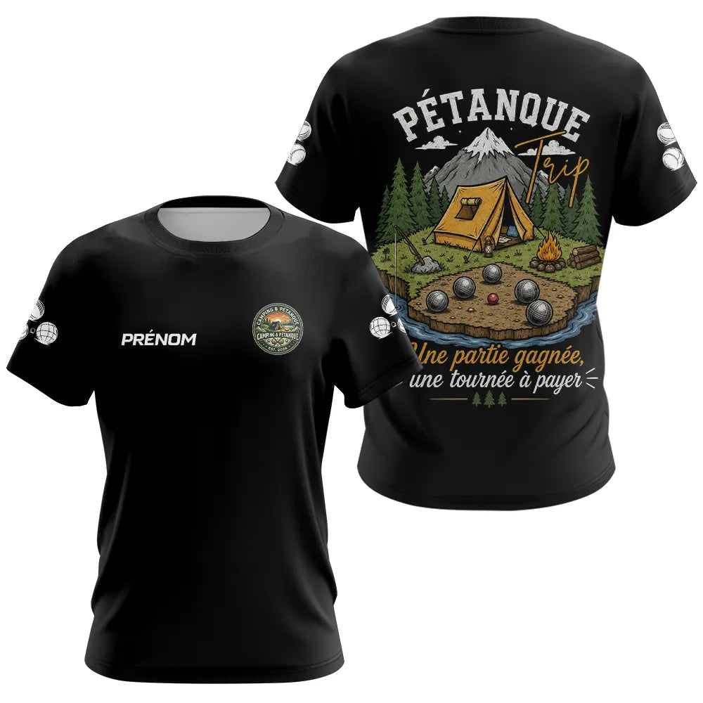 Polo Pétanque Homme Femme – Boules Esprit Camping Noir - T-Shirt Femme