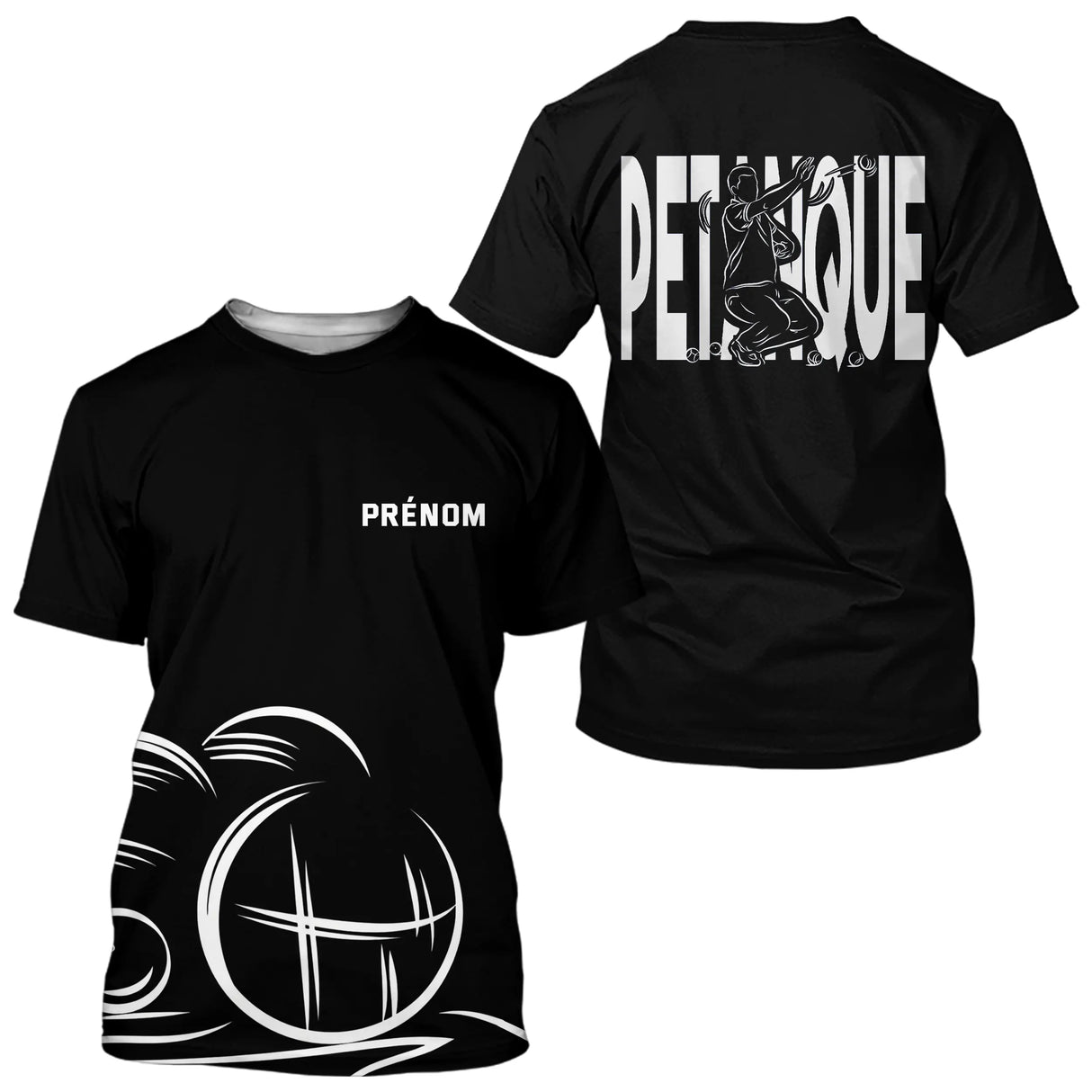 Polo Pétanque Homme Femme Noir - Personnalisé Prénom - T-Shirt Homme