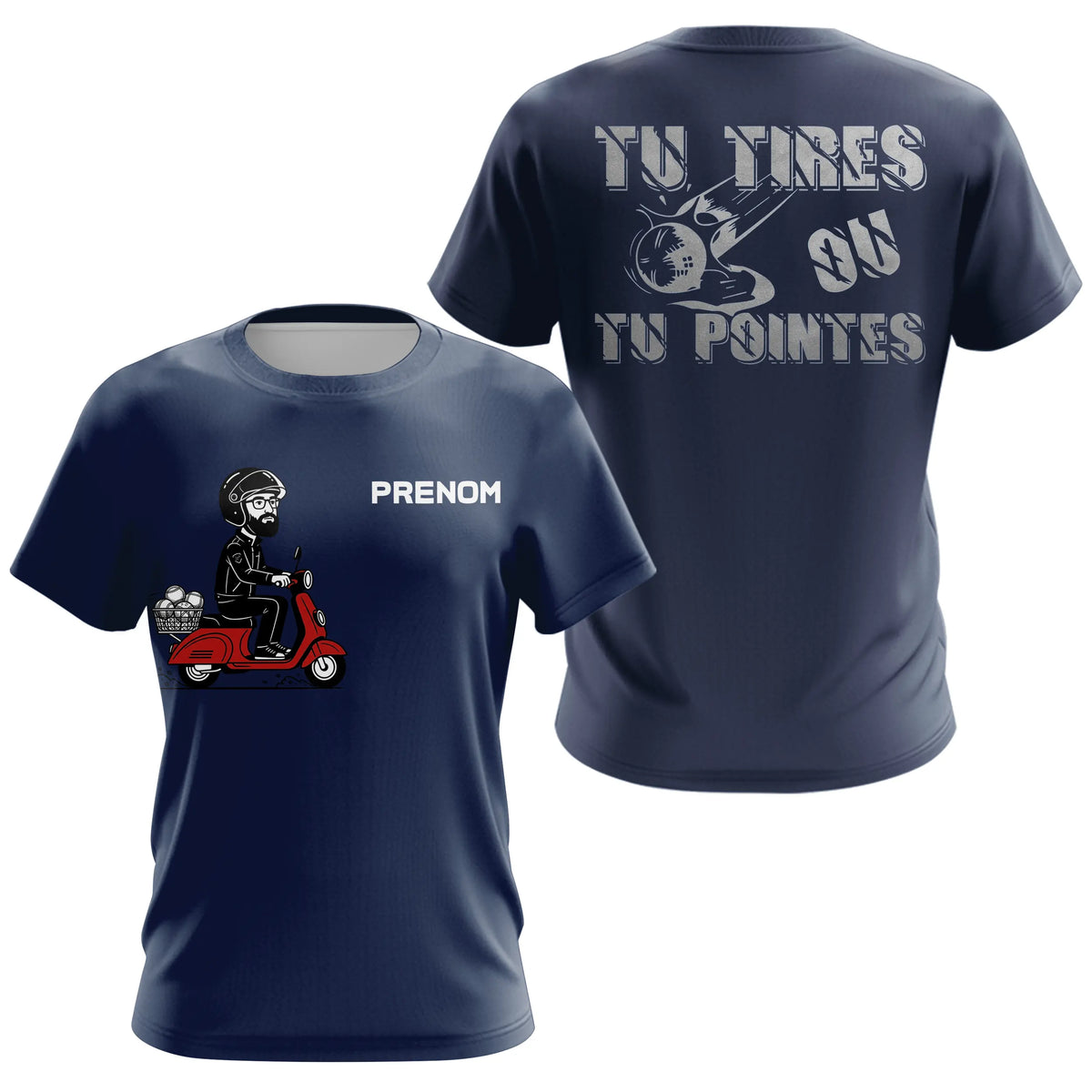 Polo Pétanque Homme Personnalisé Bleu Marine - Tu Tires ou Tu Pointes - T-Shirt Femme
