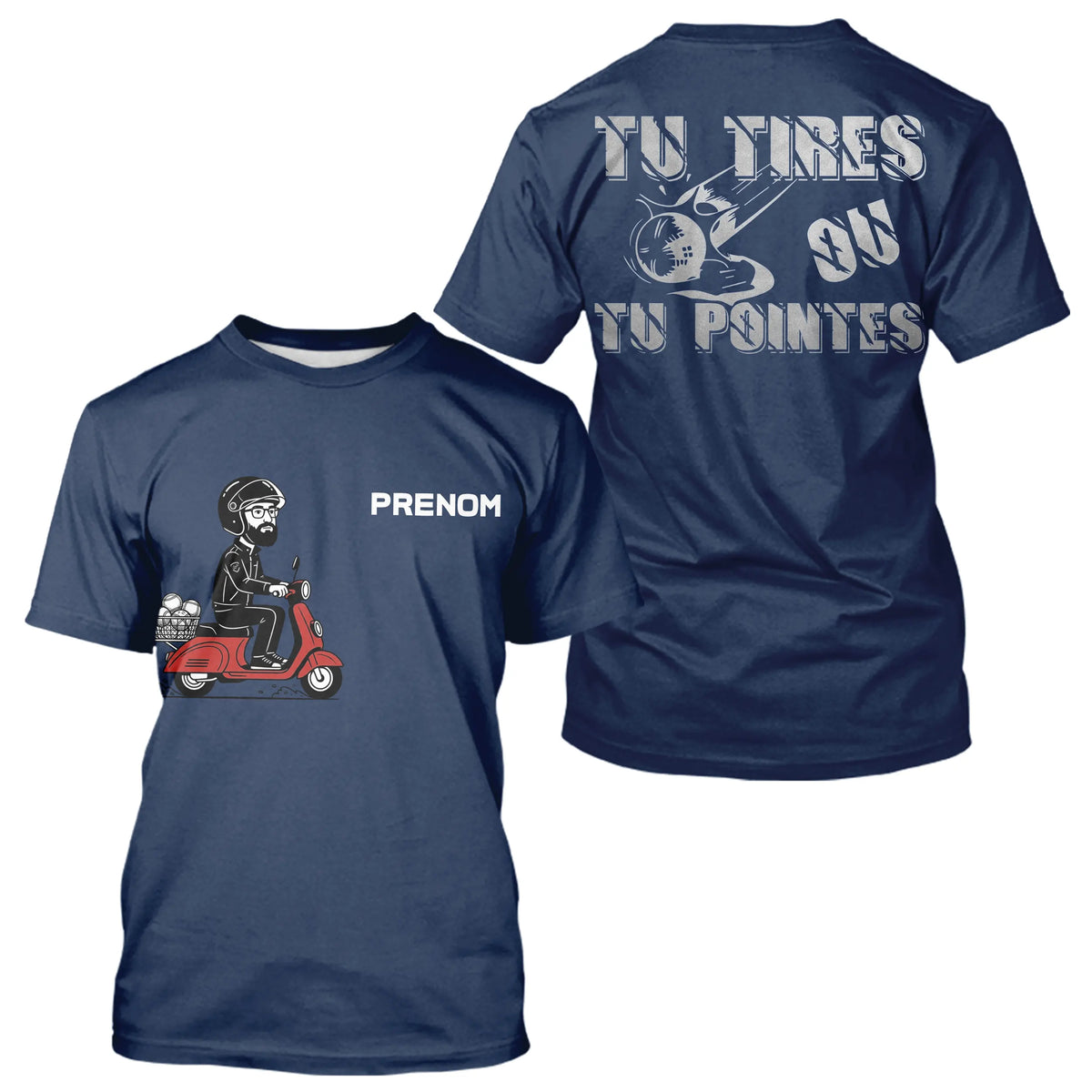 Polo Pétanque Homme Personnalisé Bleu Marine - Tu Tires ou Tu Pointes - T-Shirt Homme