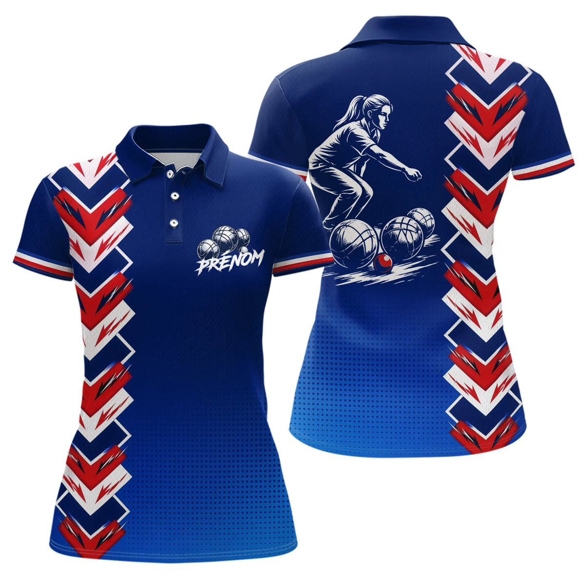 Polo Pétanque La France- Bleu Tricolore Homme Femme - Polo Femme