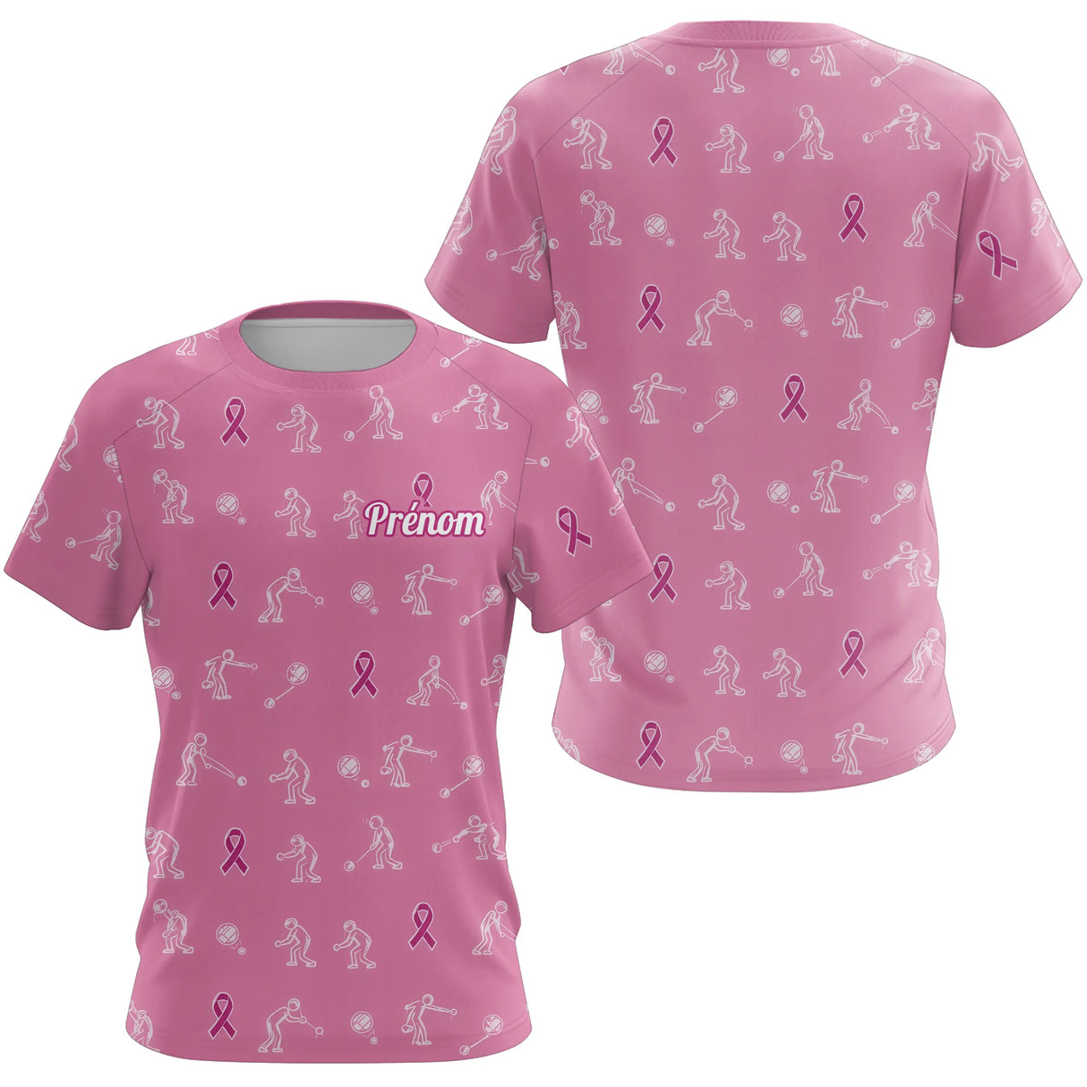 Polo Pétanque Marine Rose Personnalisé - Ruban Joueur Boules - T-Shirt Femme