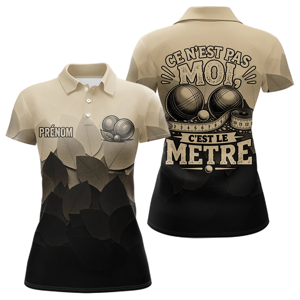 Polo Pétanque Noir Beige Drôle Personnalisé - Accessoire Tournoi - Polo Femme