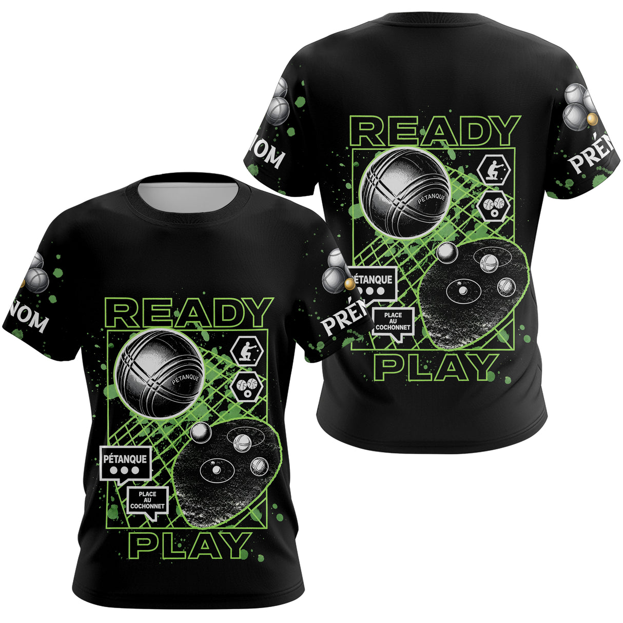 Polo Pétanque Noir Personnalisé - Collection Ready & Play - T-Shirt Femme