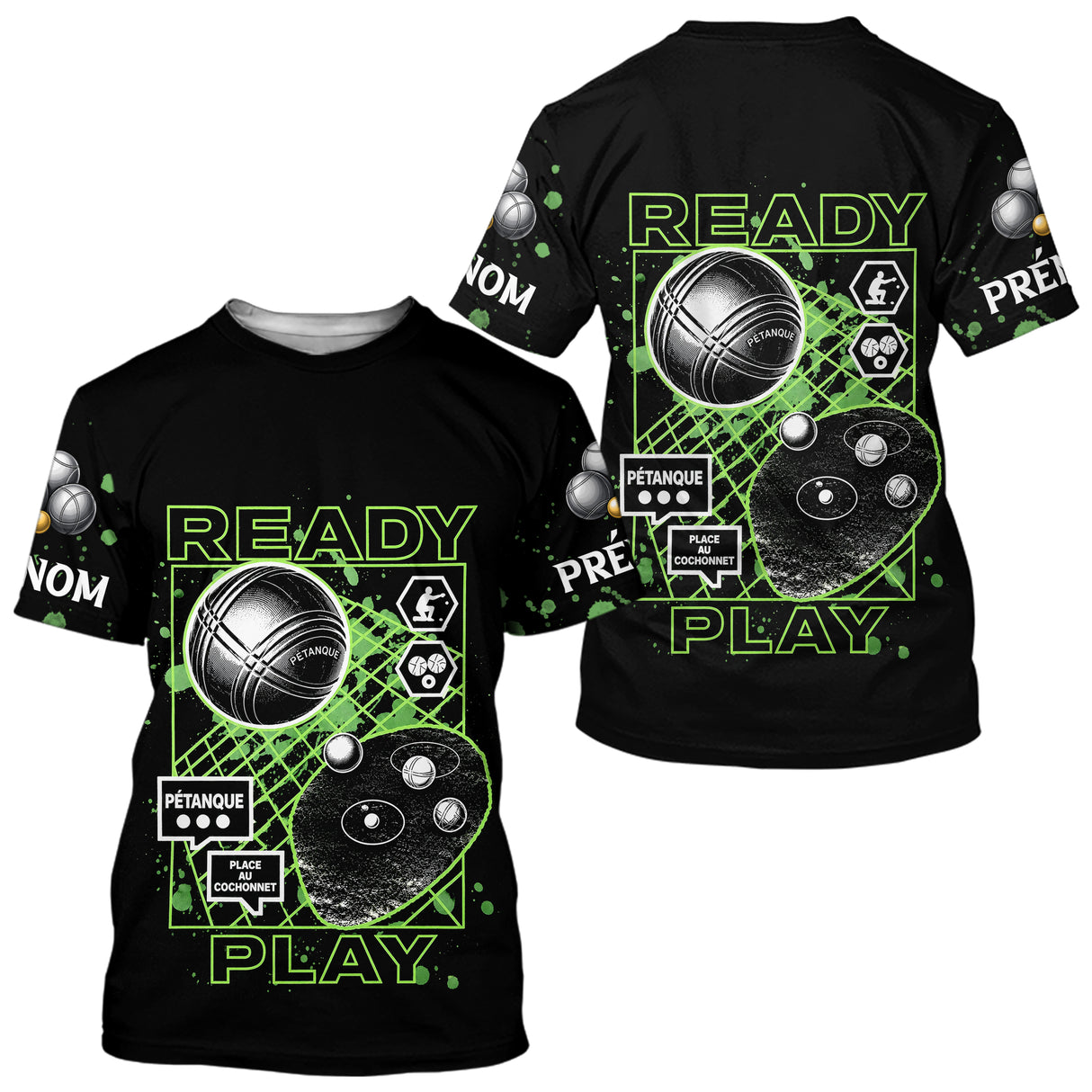 Polo Pétanque Noir Personnalisé - Collection Ready & Play - T-Shirt Homme