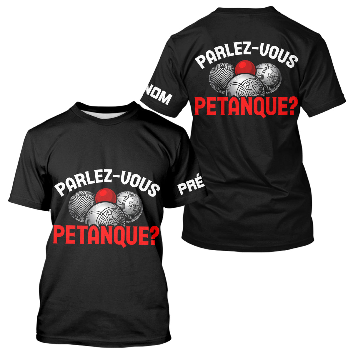 Polo Pétanque Noir Personnalisé - Parlez Vous Boules - T-Shirt Homme