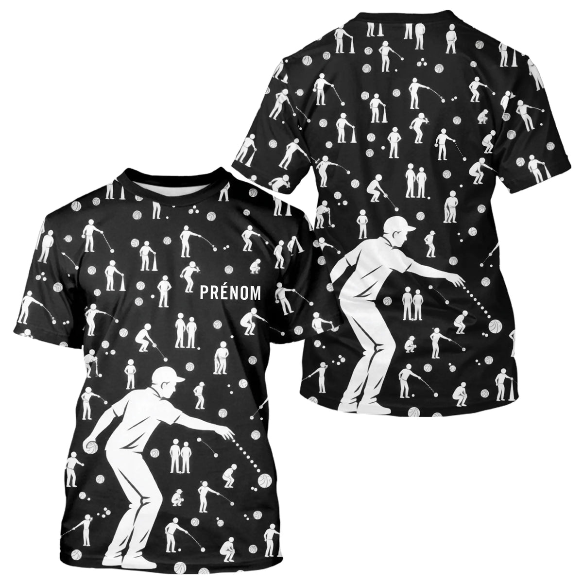 Polo Pétanque Noir Silhouette Joueurs - Homme Femme - T-Shirt Homme