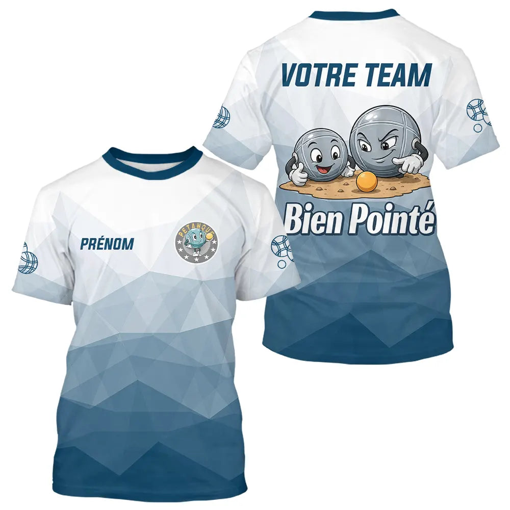 Polo Pétanque Personnalisé - Bleu & Gris Votre Team - T-Shirt Homme