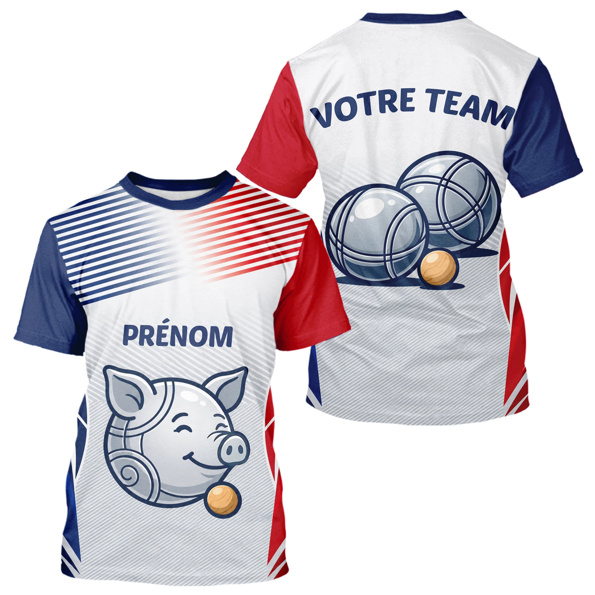Polo Pétanque Personnalisé - Cochonnet Bleu Blanc Rouge - T-Shirt Homme