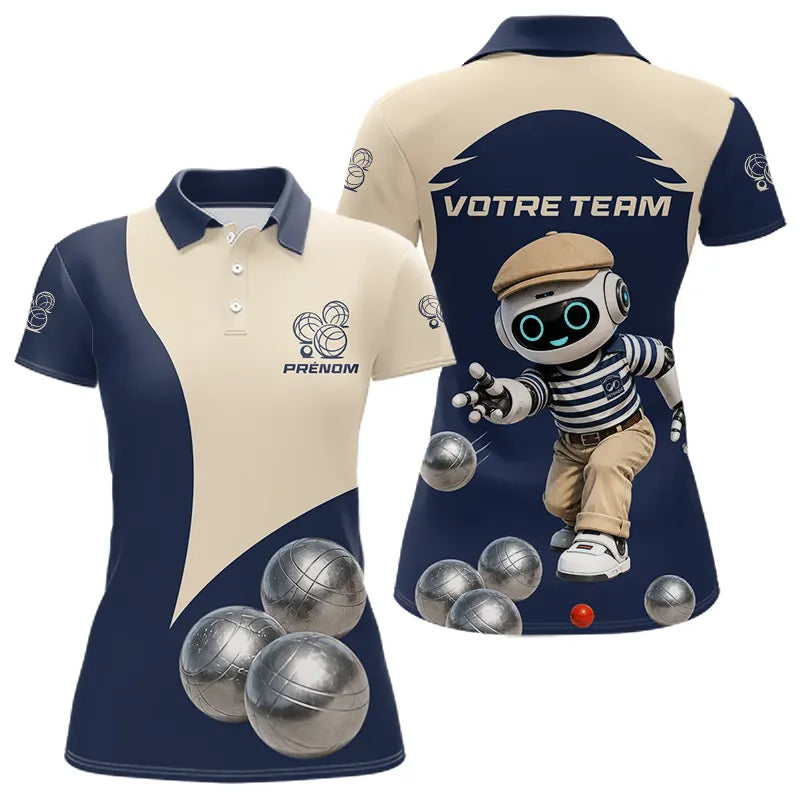 Polo Pétanque Personnalisé - Design Robot Boules - Polo Femme