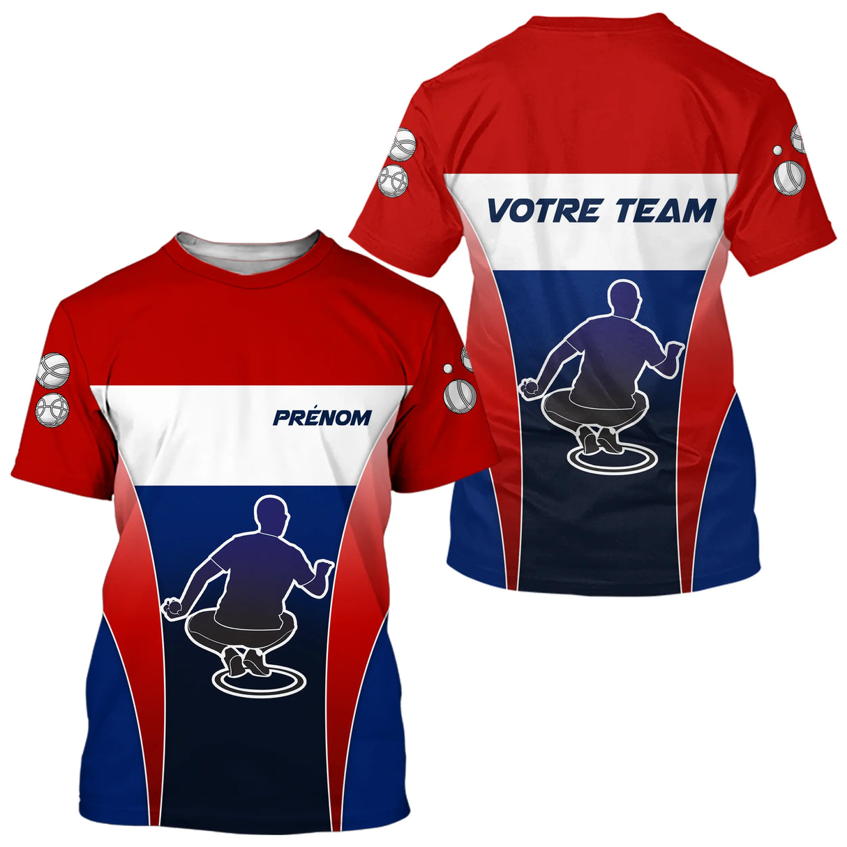 Polo Pétanque Personnalisé - Drapeau Français & Nom d'Équipe - T-Shirt Homme