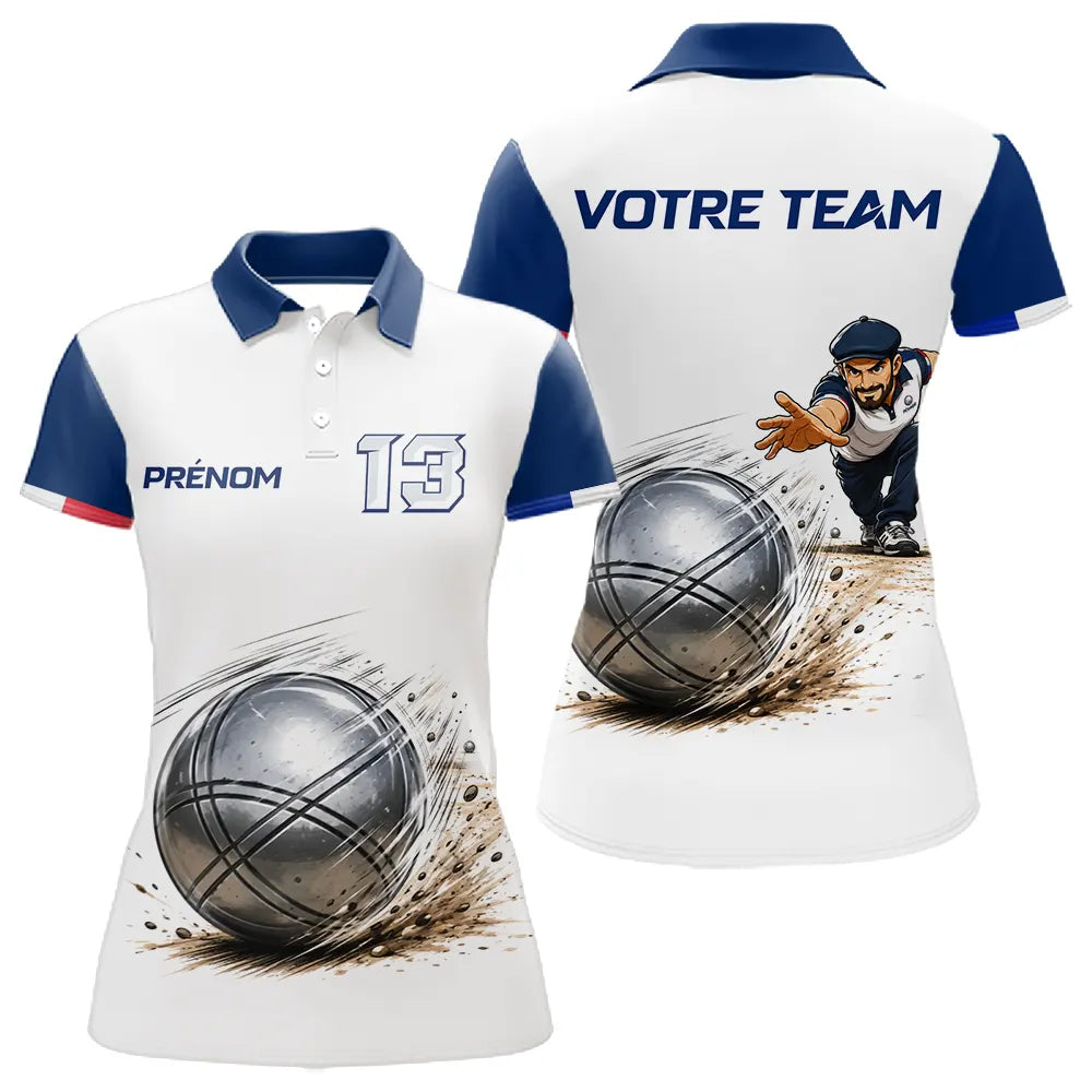 Polo Pétanque Personnalisé - Tricolore & Esprit Équipe - Polo Femme