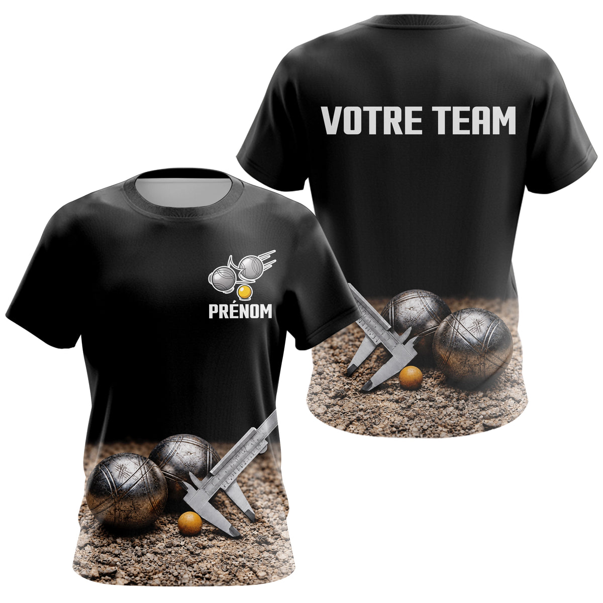 Polo Pétanque Personnalisé Noir - Nom & Team - T-Shirt Femme
