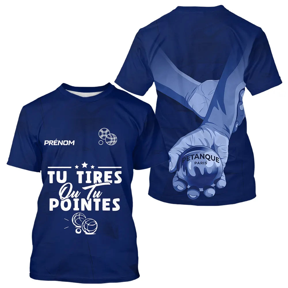 Polo Pétanque Personnalisé Prénom - Bleu Marine Tu Tires - T-Shirt Homme