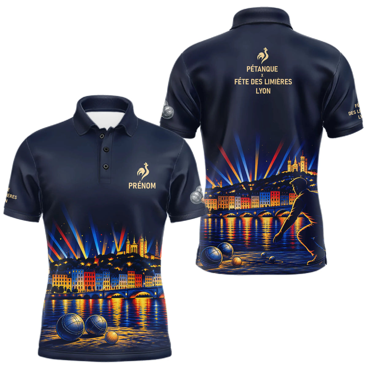 Polo Pétanque Personnalisable - Lyon Fête des Lumières - Polo Homme