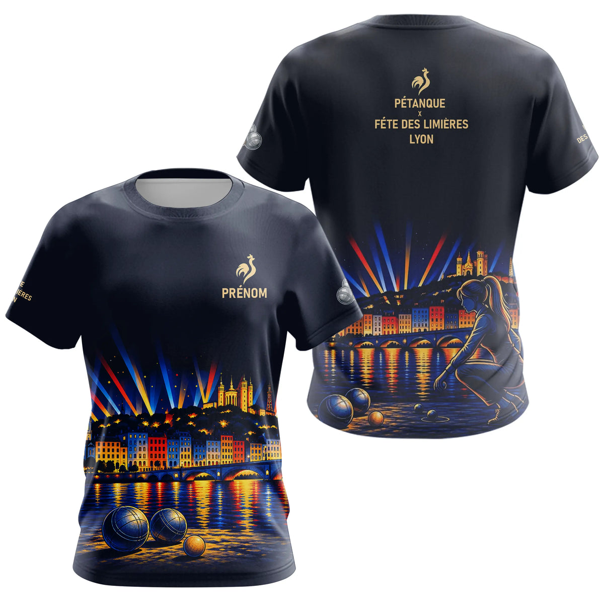 Polo Pétanque Personnalisable - Lyon Fête des Lumières - T-Shirt Femme