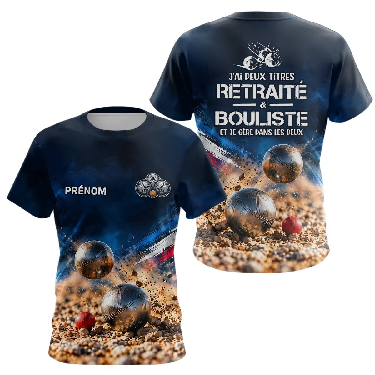 Polo Pétanque Retraité Personnalisé Bleu - J'ai Bouliste - T-Shirt Femme