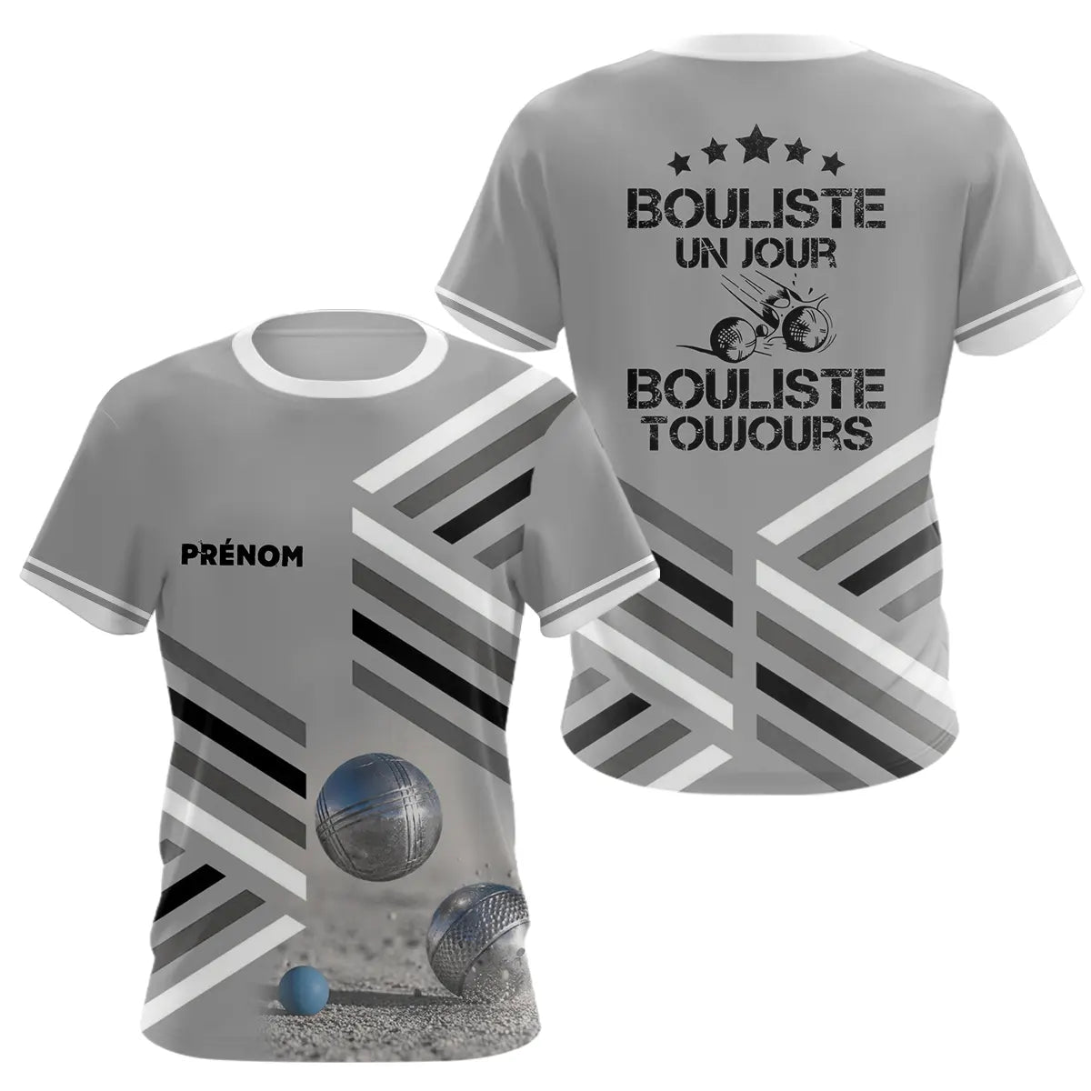 Polo Pétanque Sable Gris Personnalisé - Bouliste Un Jour - T-Shirt Femme