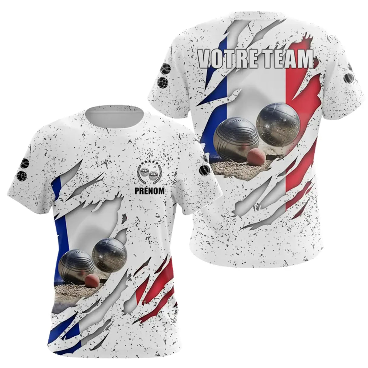 Polo Pétanque Sportif - Blanc Drapeau Français - T-Shirt Femme