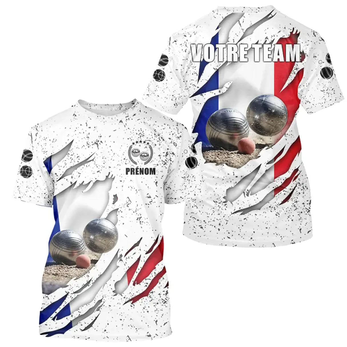 Polo Pétanque Sportif - Blanc Drapeau Français - T-Shirt Homme