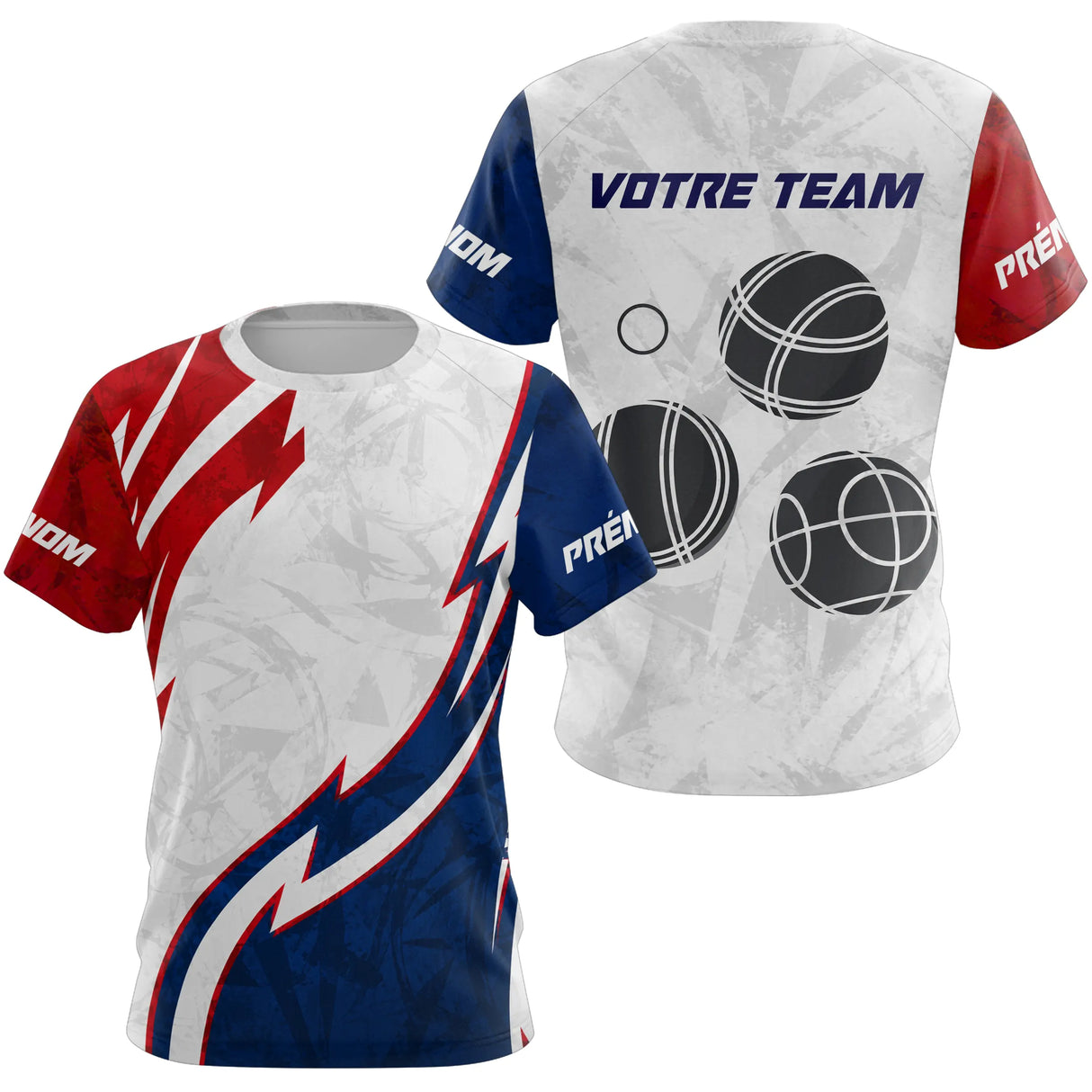 Polo Pétanque Tricolore Personnalisé - Design Boules Équipe - T-Shirt Femme