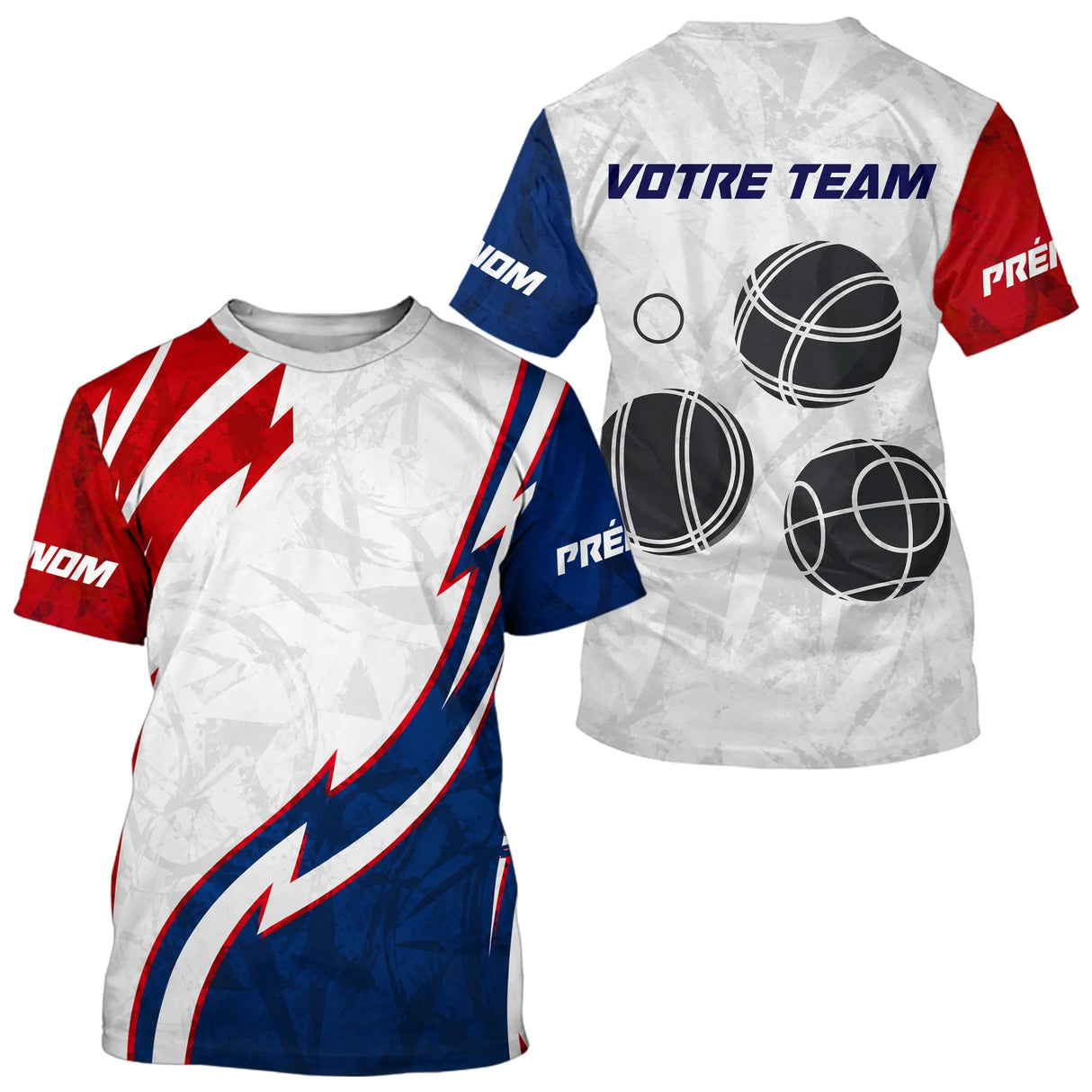 Polo Pétanque Tricolore Personnalisé - Design Boules Équipe - T-Shirt Homme