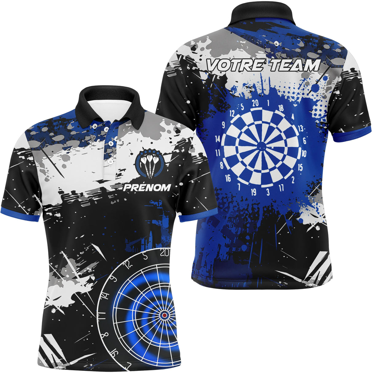 Polo Sport Fléchettes – Cible Bleu Royal & Effet Peinture - Polo Homme