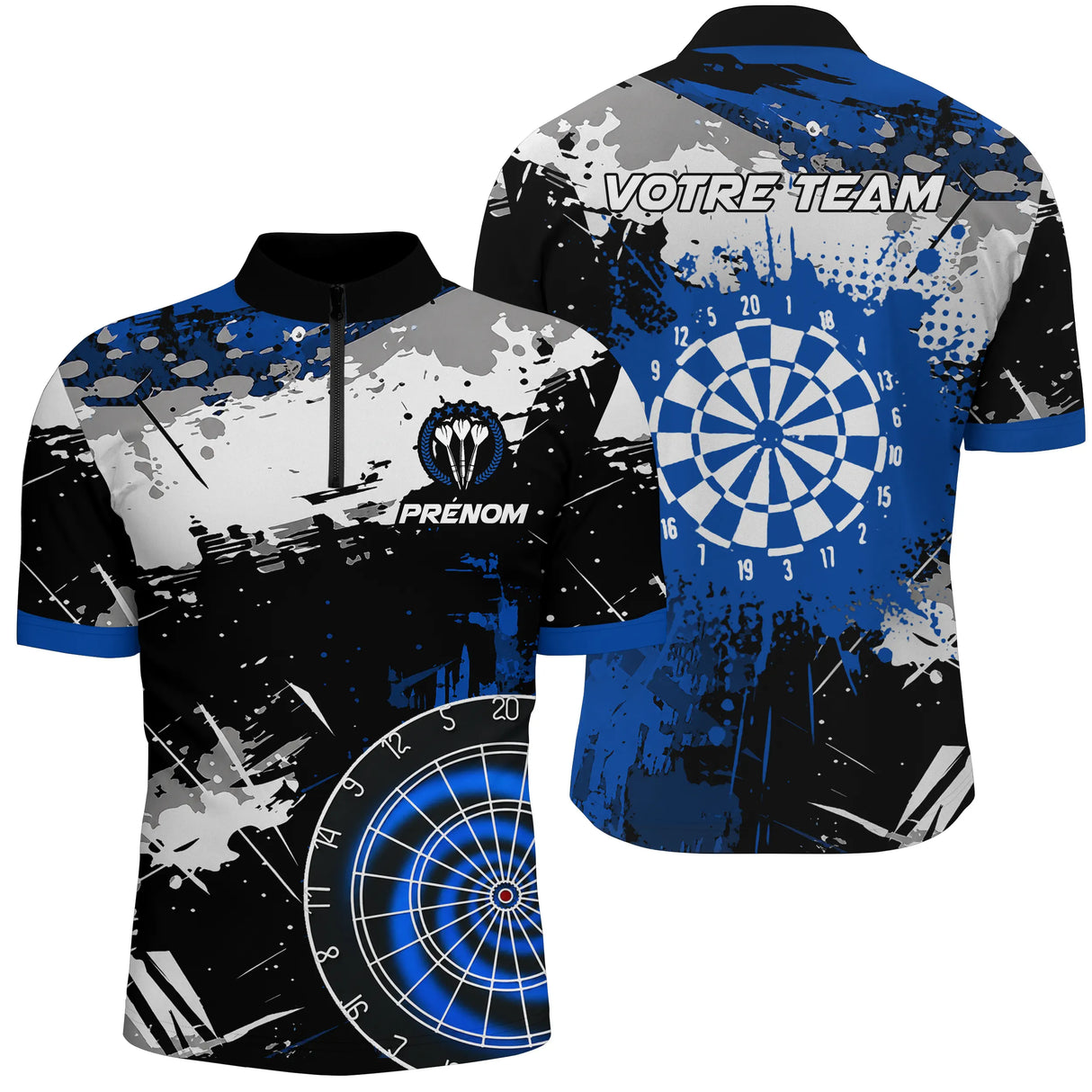 Polo Sport Fléchettes – Cible Bleu Royal & Effet Peinture - Polo Zippé Homme