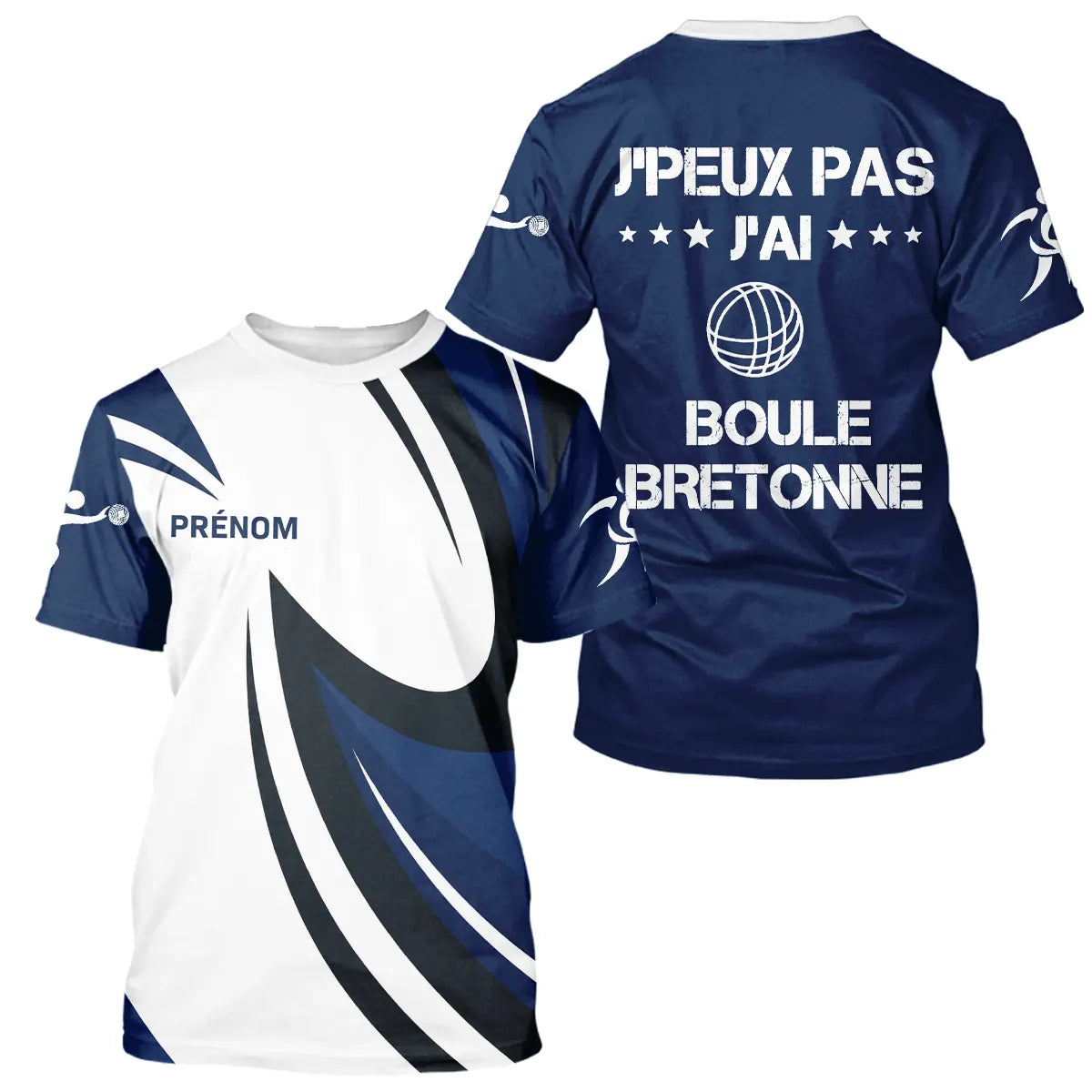 Polo Sport Pétanque Bretonne Personnalisé – Bleu Boule Passionnés - T-Shirt Homme