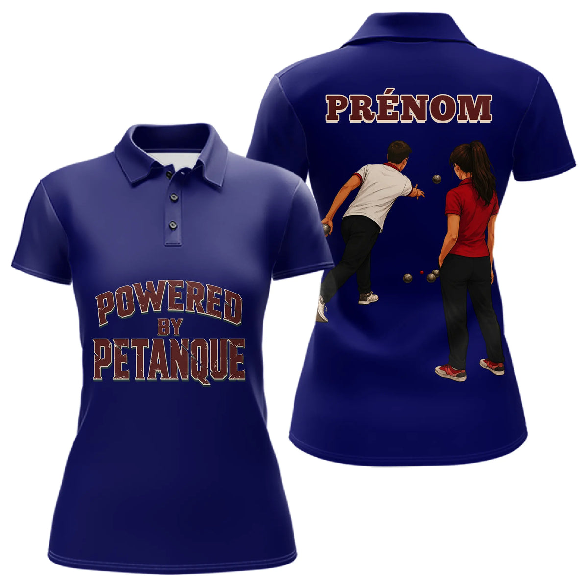 Polo Tournois Pétanque Homme Femme - Bleu Roi Passion Boules - Polo Femme