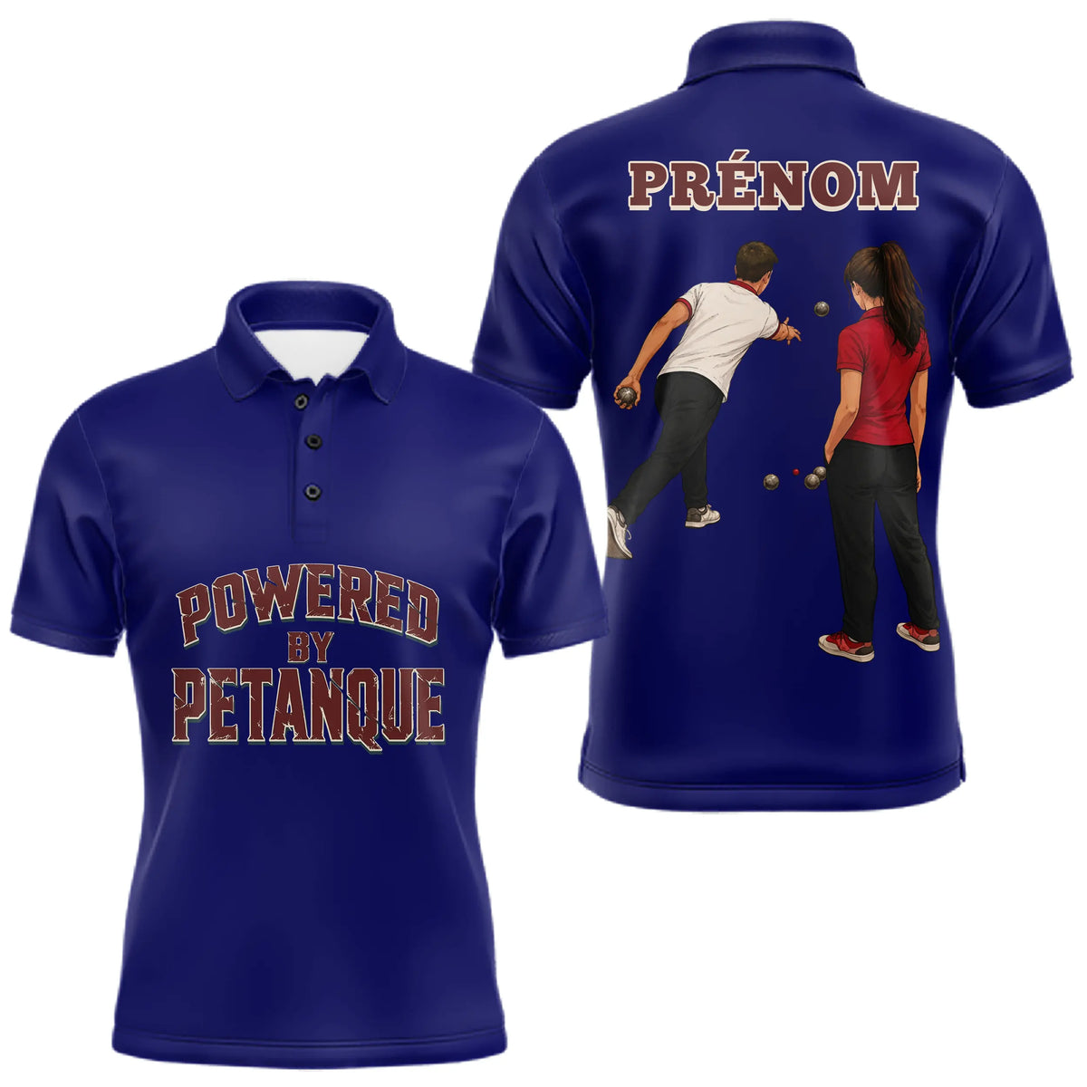 Polo Tournois Pétanque Homme Femme - Bleu Roi Passion Boules - Polo Homme