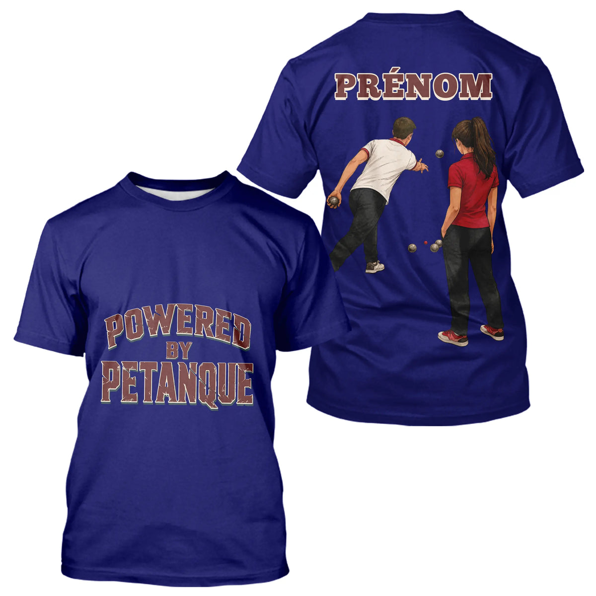 Polo Tournois Pétanque Homme Femme - Bleu Roi Passion Boules - T-Shirt Homme